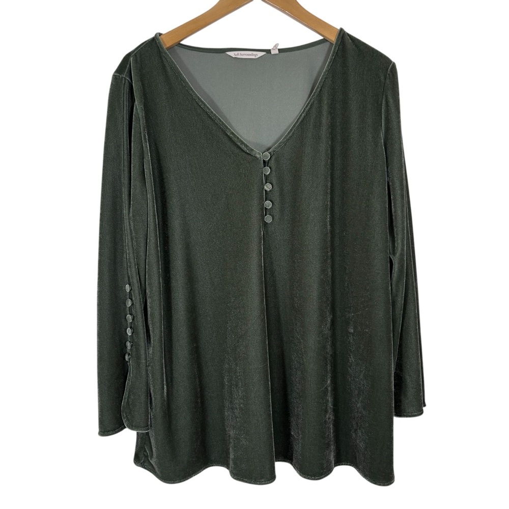 Soft Surroundings Velvet Tunic Olive Green XL